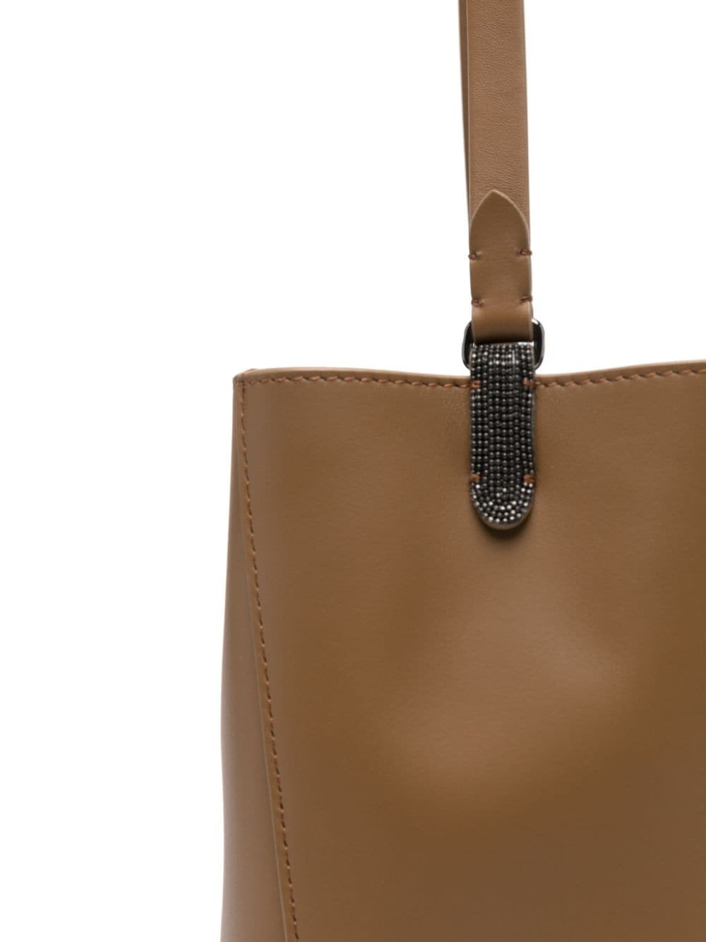 Monili-chain leather bucket bag - 4