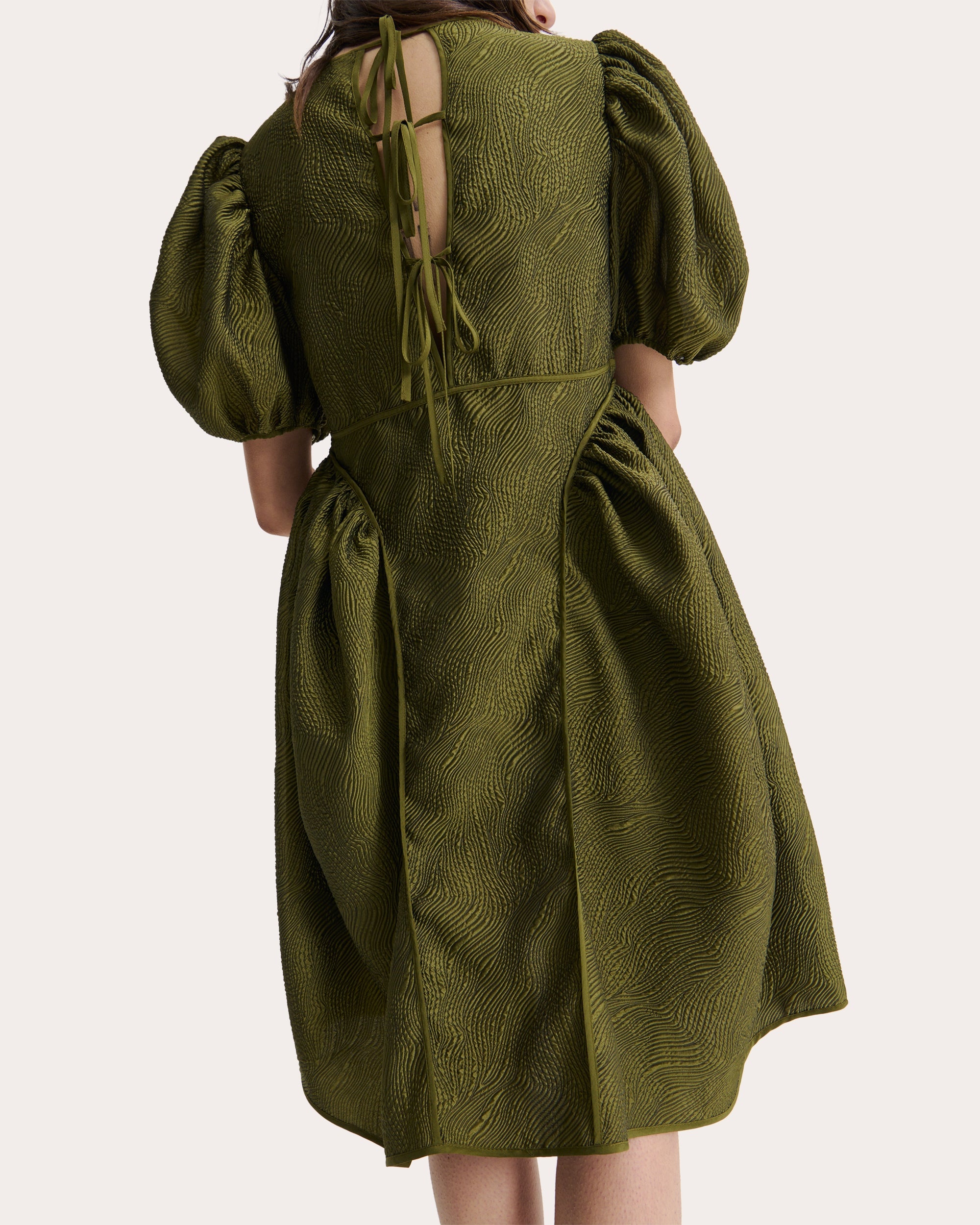 Fonda Matelassé Puff-Sleeve Dress - 3