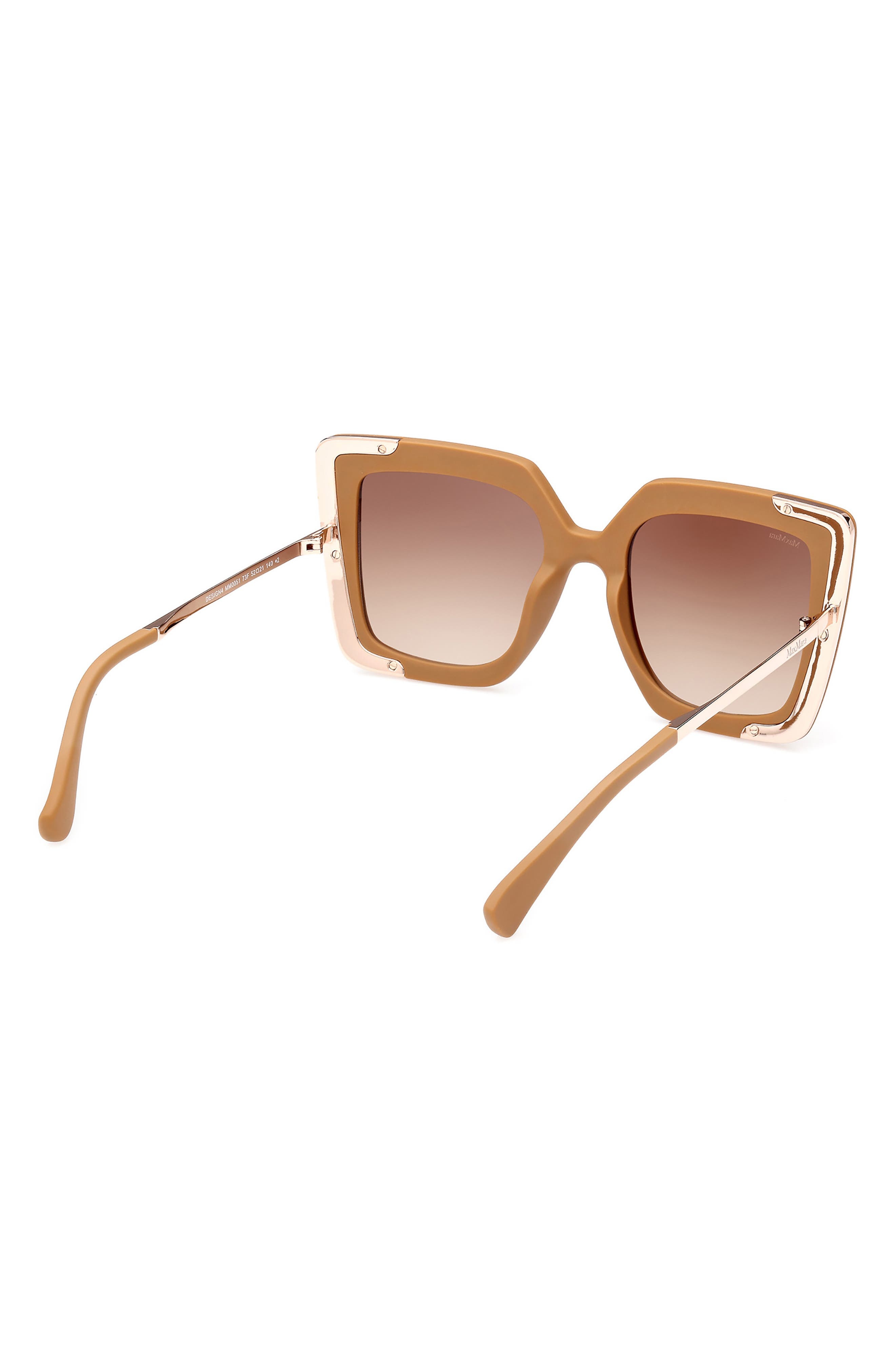 Max Mara Square Sunglasses in Matte Pink /Gradient Brown at Nordstrom - 6