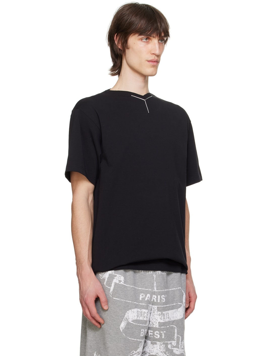 Black V-Neck T-Shirt - 2