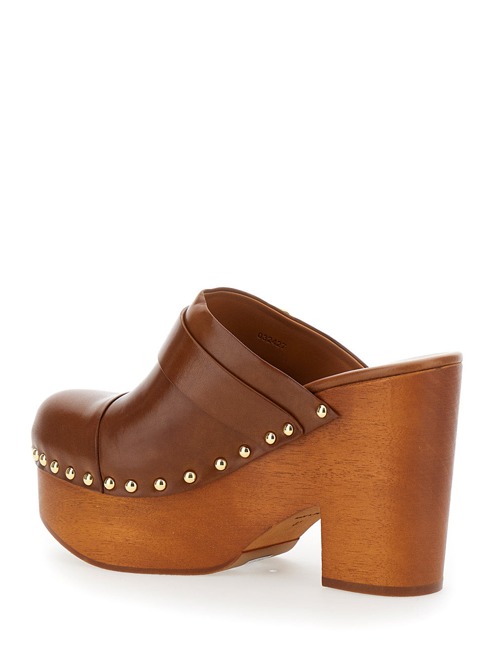 Chloé Women 'Jeanette' Brown Wedge Clog In Leather And Wool Woman - 3