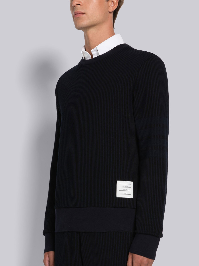 Thom Browne Seersucker Loopback 4-Bar Crew Neck Sweatshirt outlook