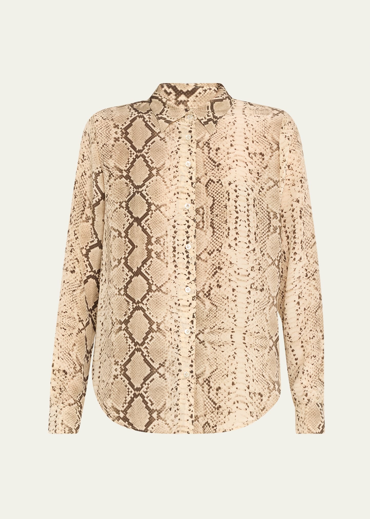 Snake Fitted Button-Front Silk Shirt - 1