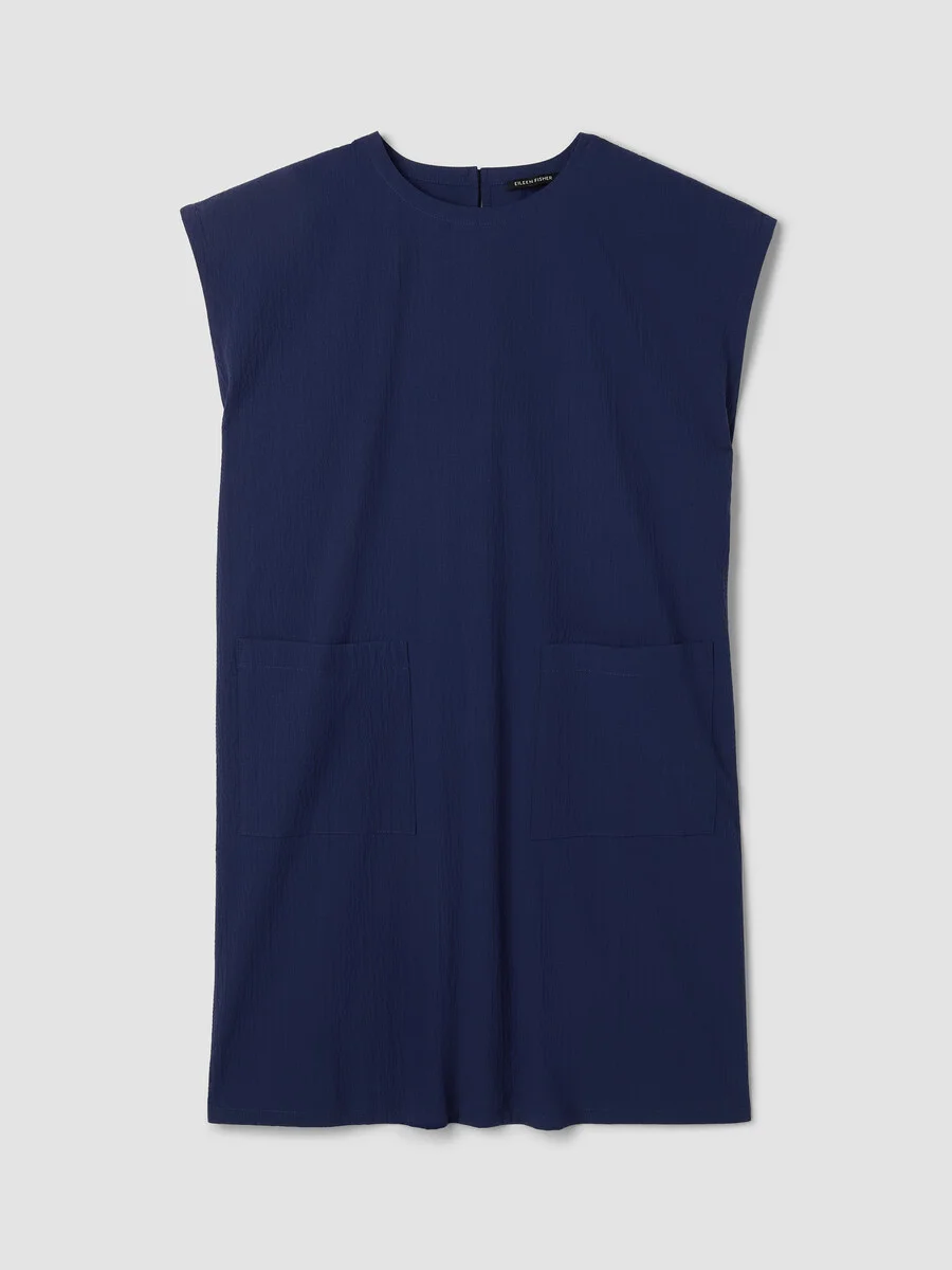 Organic Cotton Pucker Round Neck Dress - 1