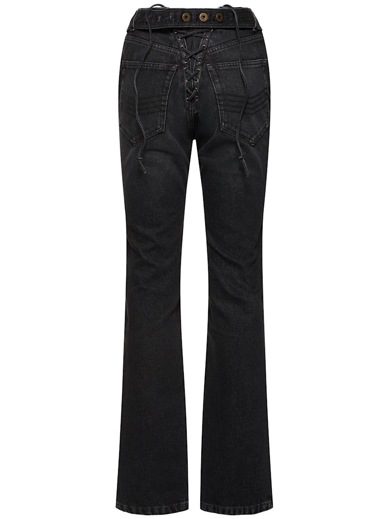 High rise denim straight jeans - 3