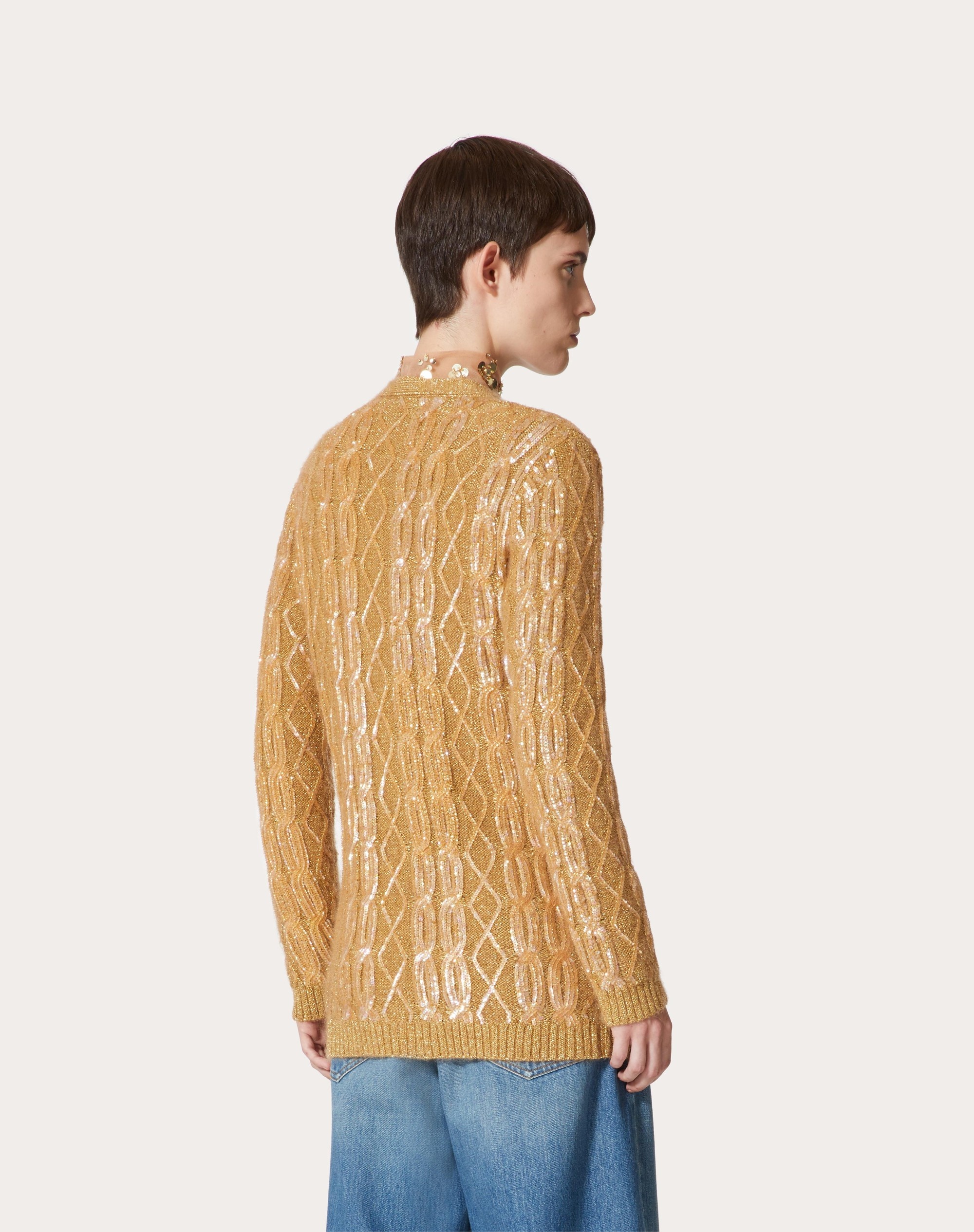 EMBROIDERED MOHAIR LUREX CARDIGAN - 4