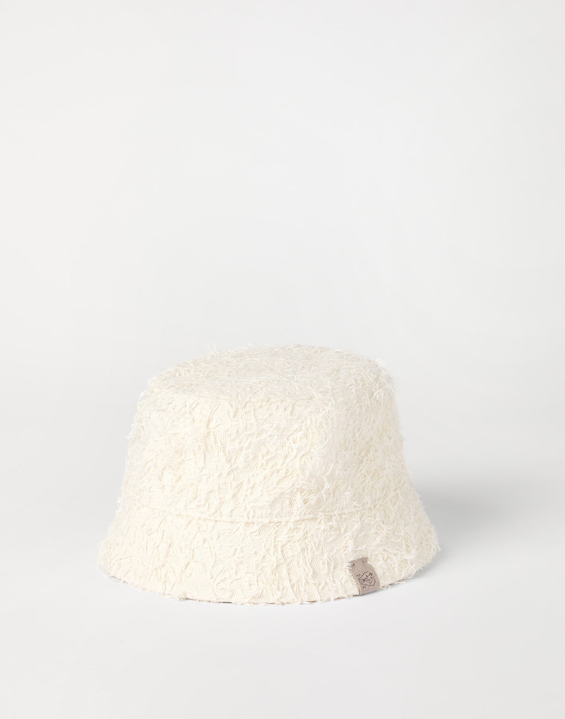 Fuzzy dyed denim bucket hat 1