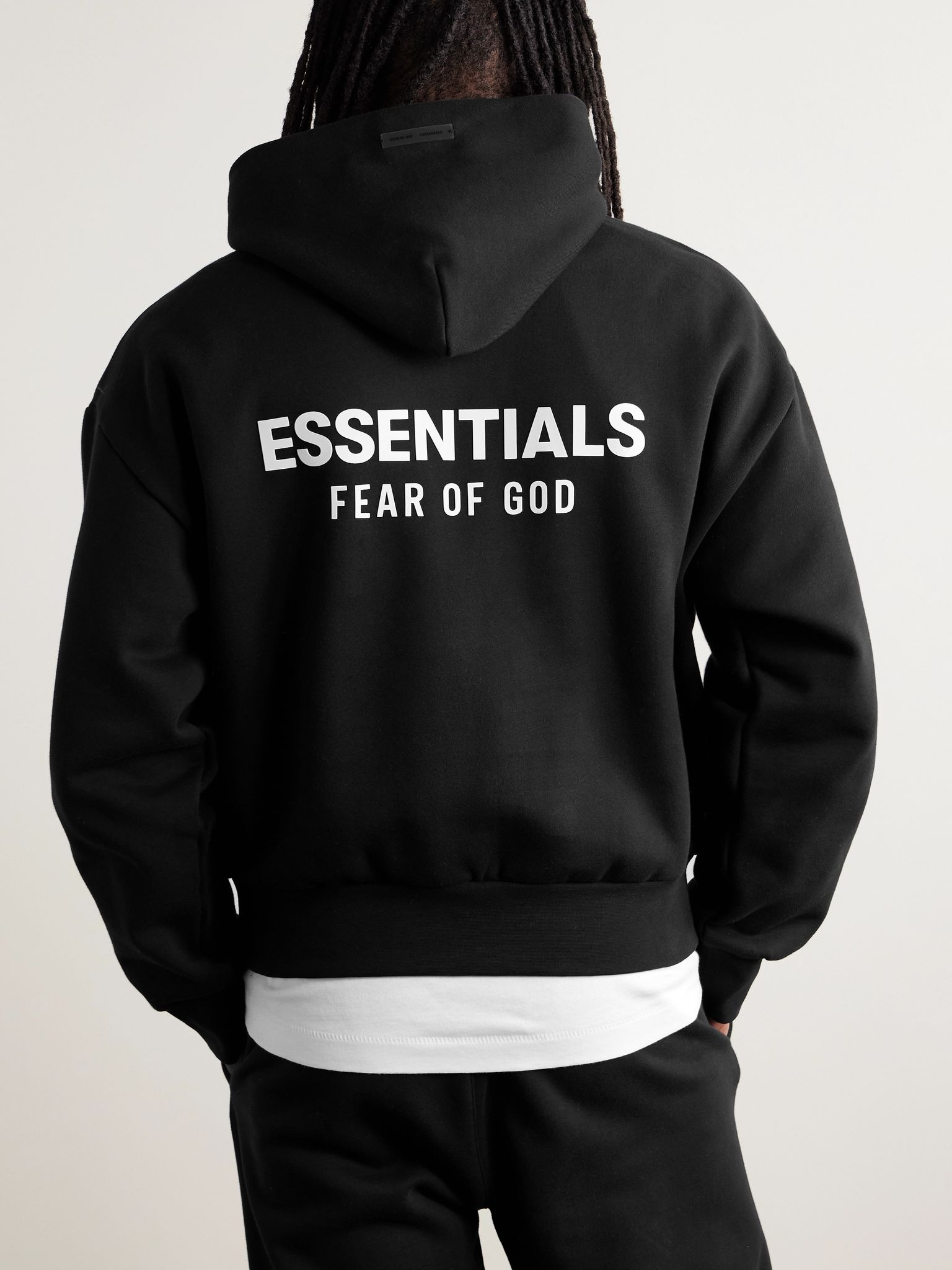 Logo-Appliquéd Cotton-Blend Jersey Hoodie Black - 3