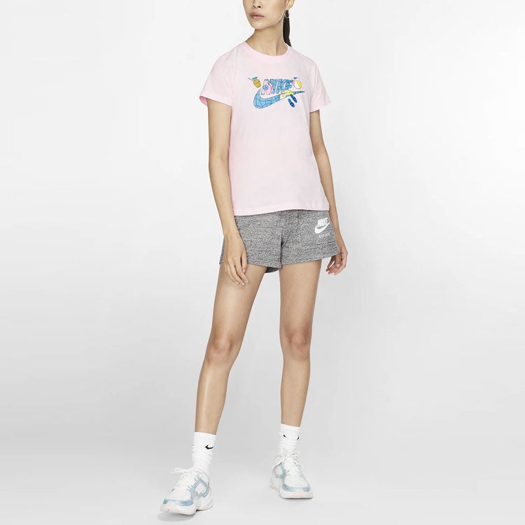 (WMNS) Nike Sportswear Short Sleeve 'Pool Pink' CI1130-663 - 2