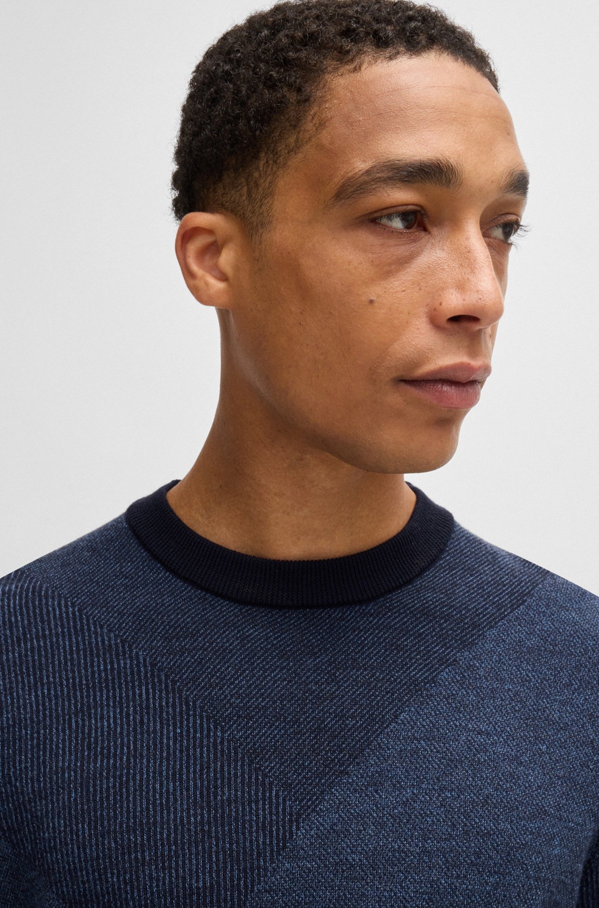 VIRGIN-WOOL SWEATER WITH TWO-TONE JACQUARD PATTERN - 3