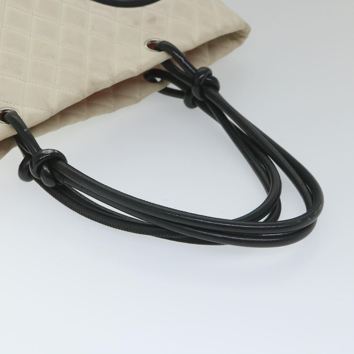 CHANEL Cambon Line Tote Bag Leather White CC - 7