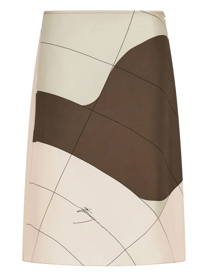 printed silk midi skirt 1