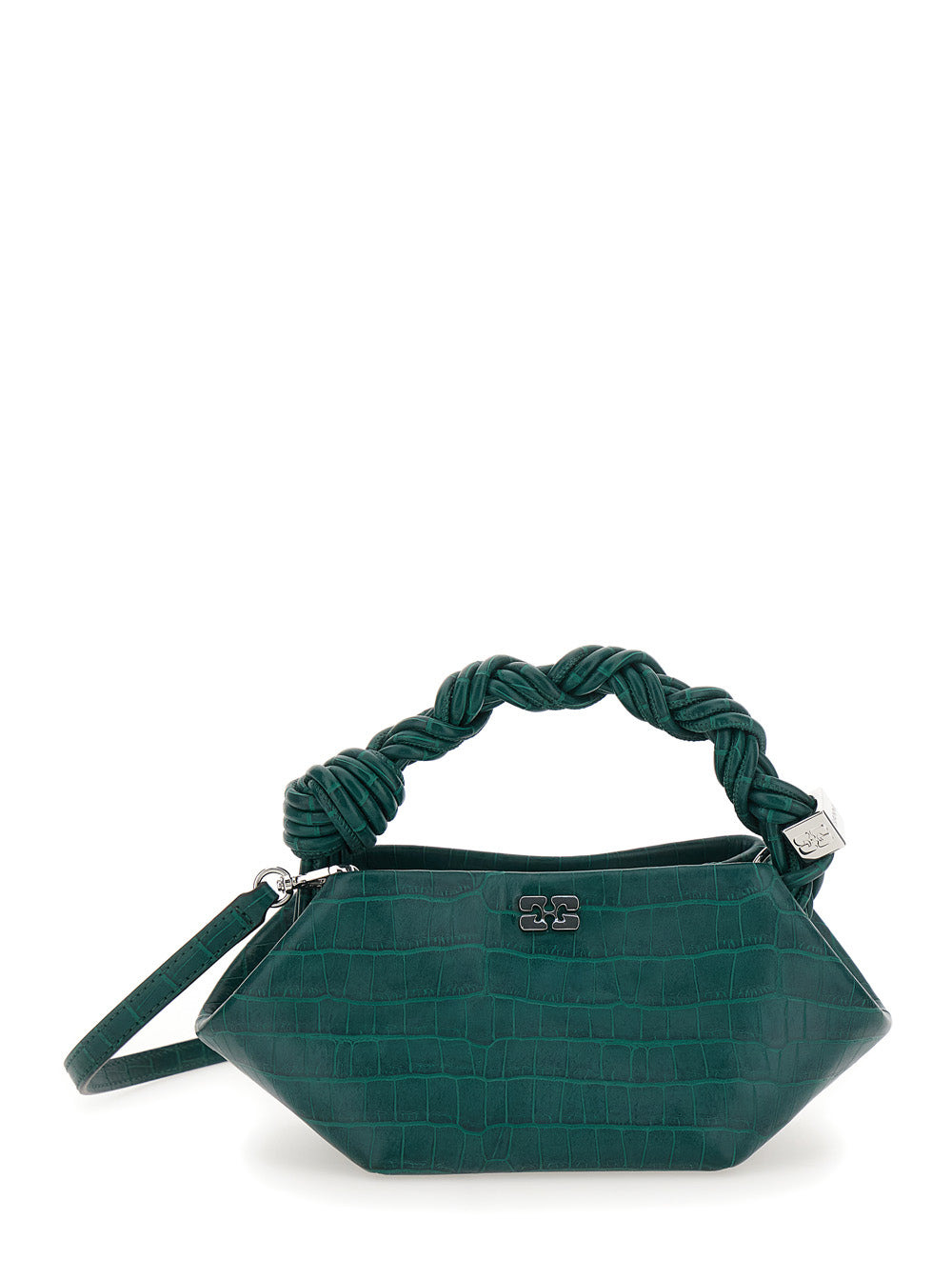 Ganni Women 'Bou' Grey Handbag With Adjustable And Removable Shoulder Strap And Embossed Croc Effect - 1