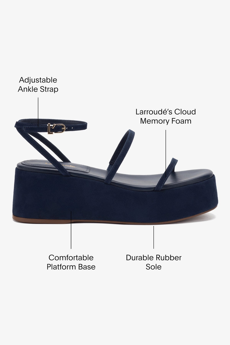 Gio Flatform Sandal In Navy Suede 5