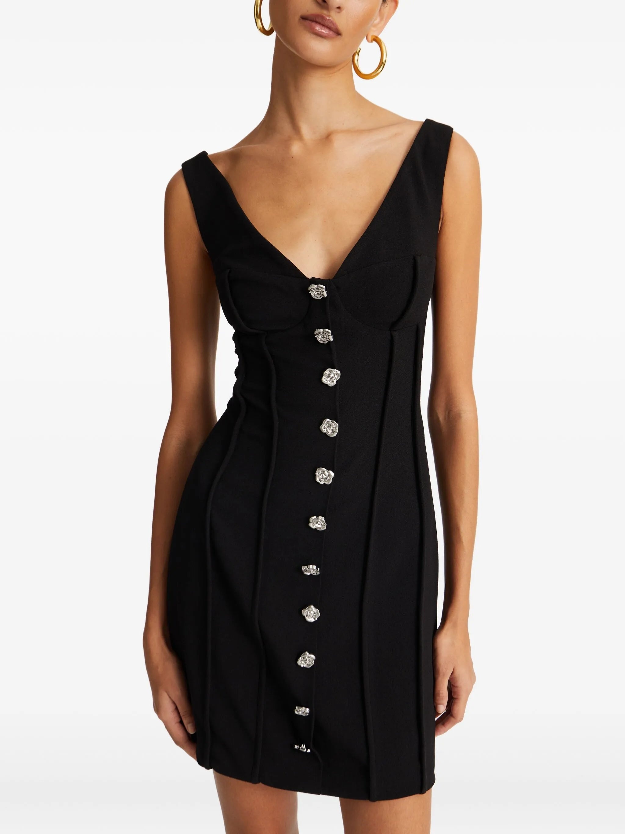 Rotate Rose-buttoned Mini Dress - 3