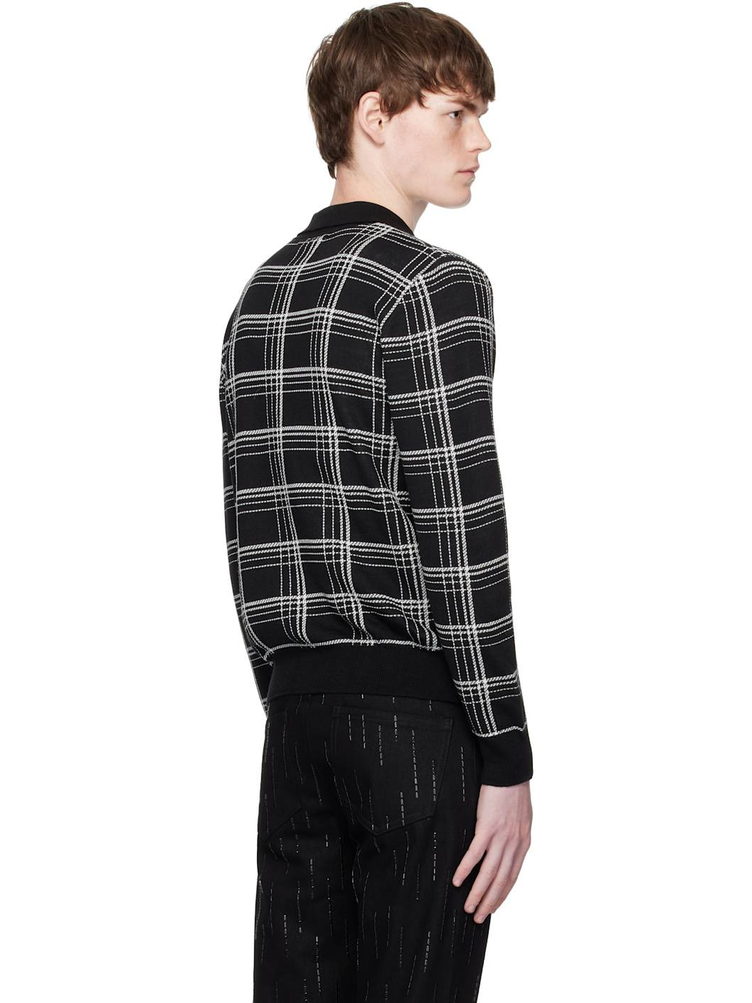 Black & White Check Jacquard Polo - 3