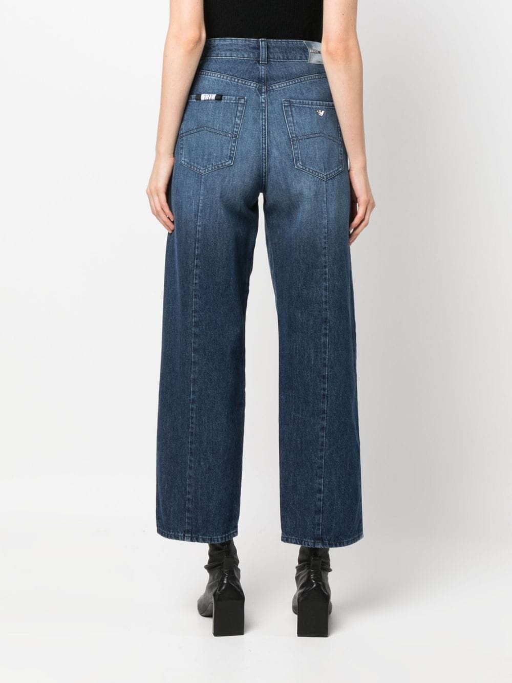 wide-leg cropped denim culottes - 4