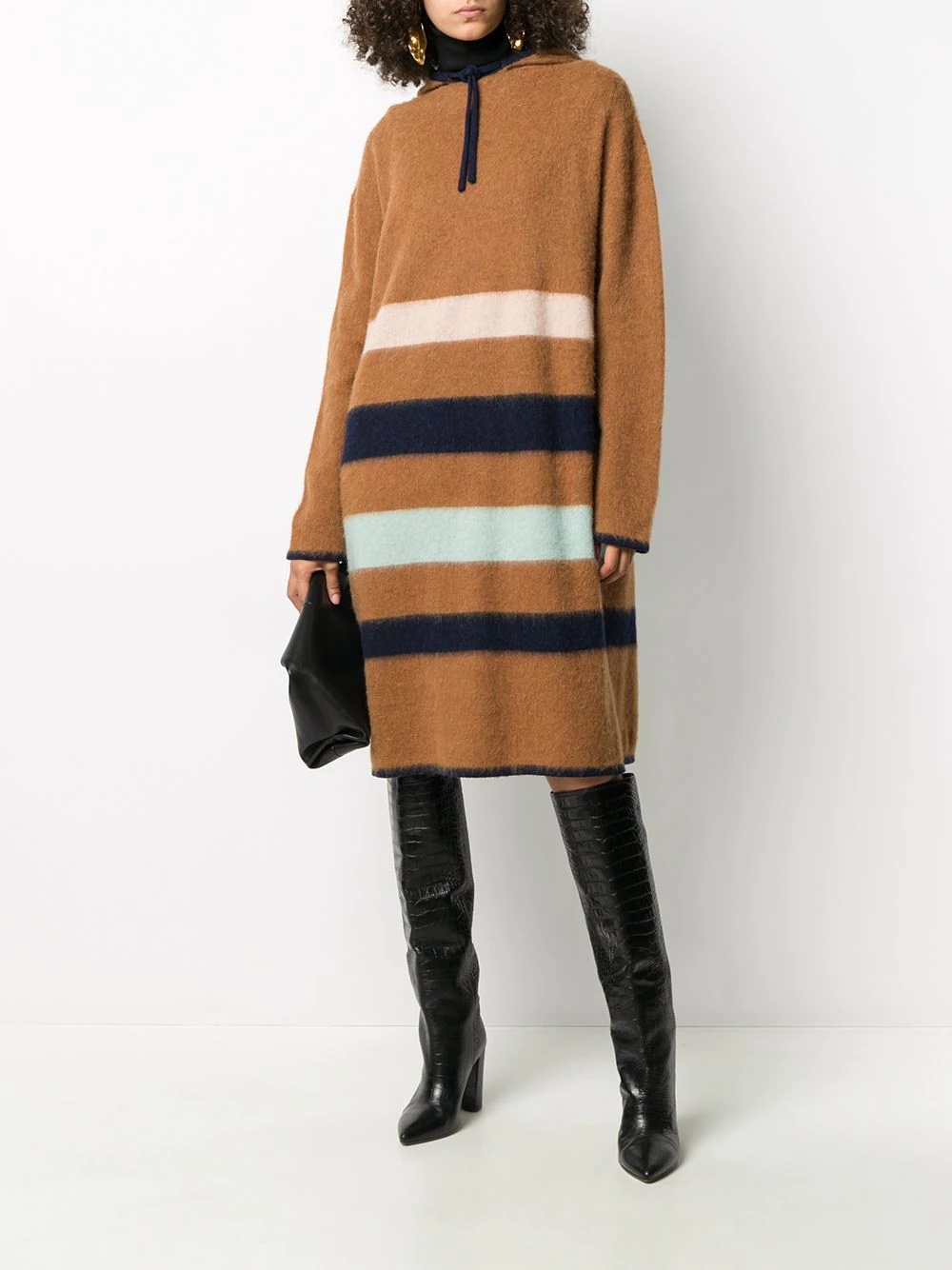 striped hooded knitted dress - 2