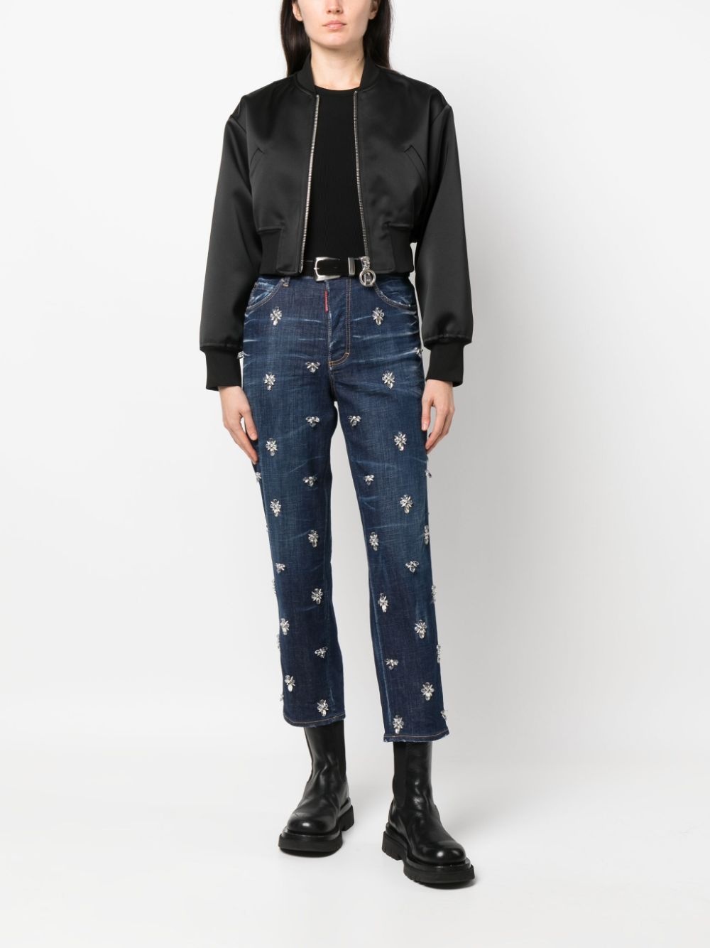 Crystal Flies high-rise cropped jeans - 2