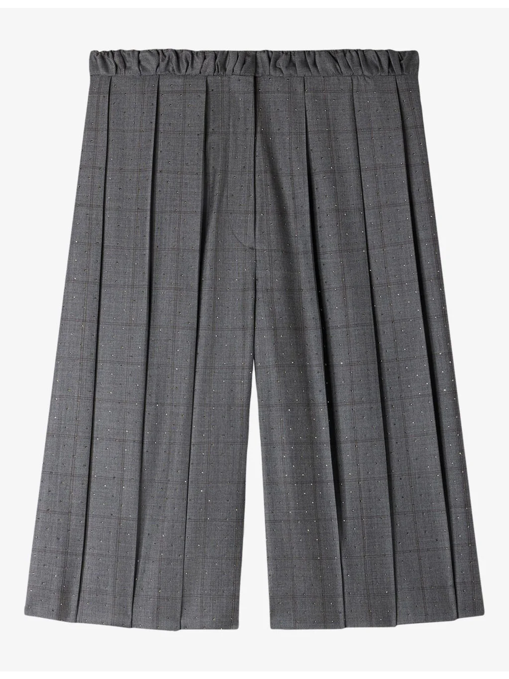 Checked Wide-Leg Wool Shorts - 1