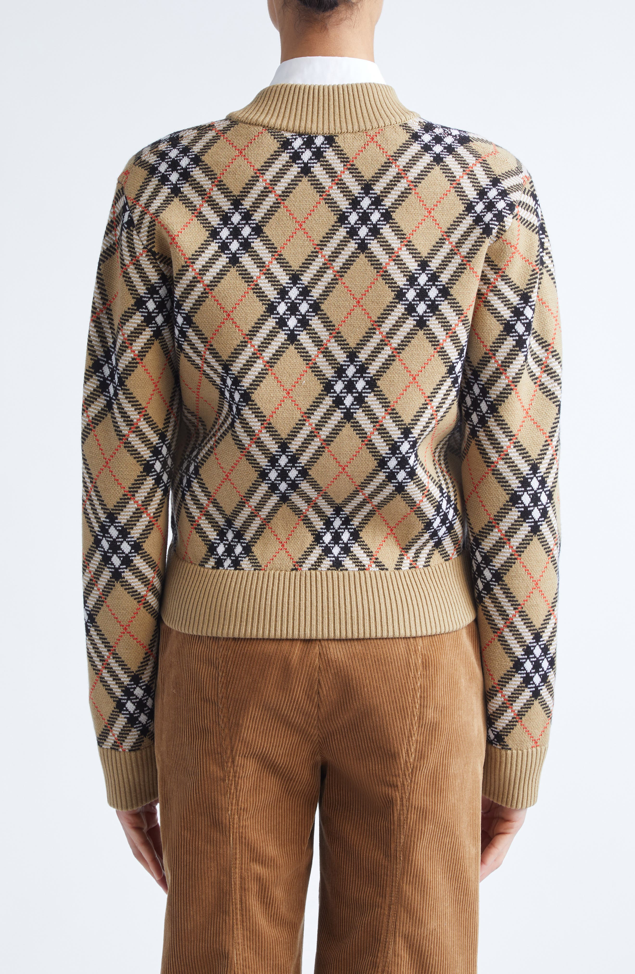 burberry Check Sweater Jacket in Sand Ip Check at Nordstrom - 2