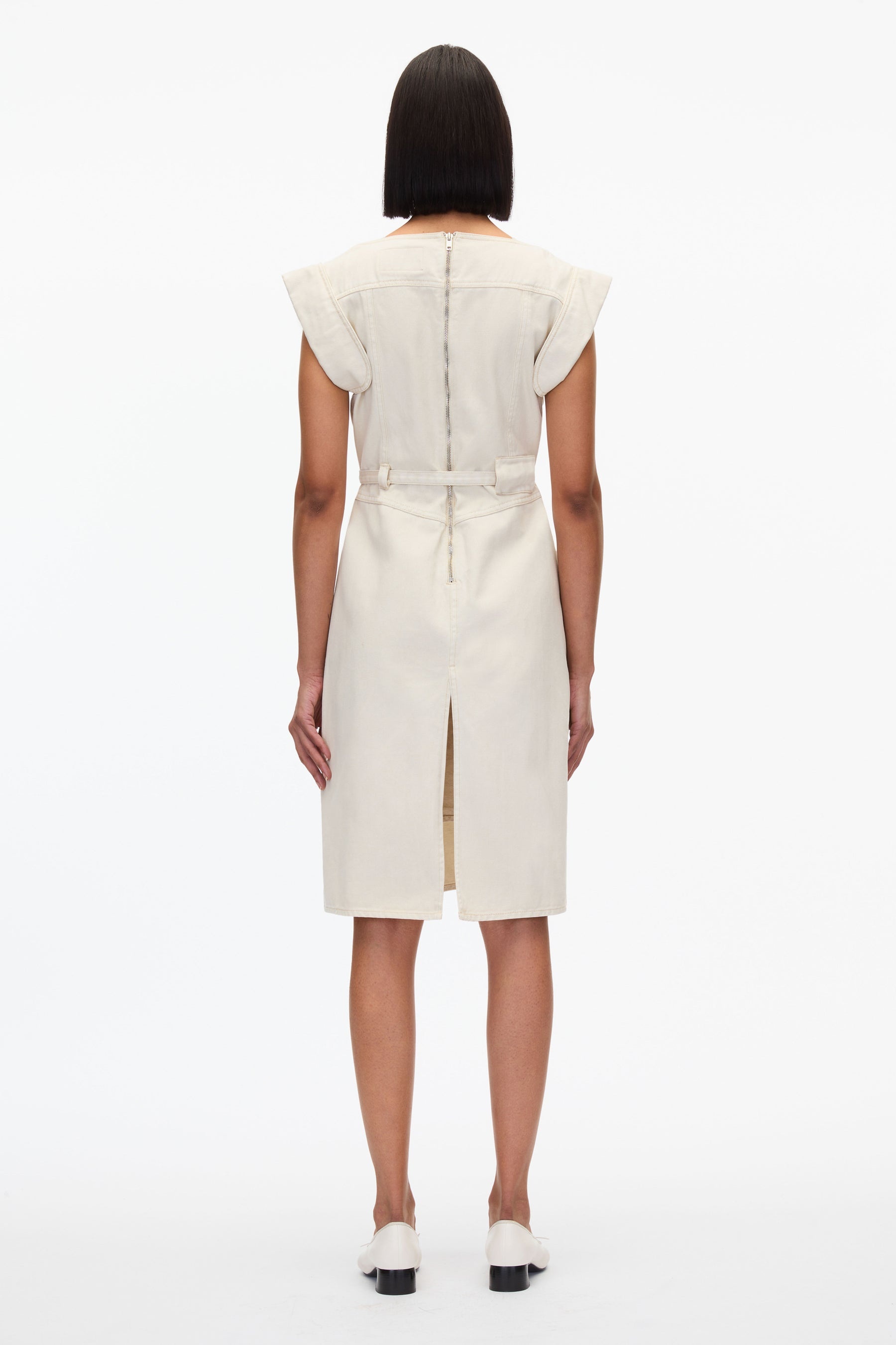 Deconstructed Belted Denim Dress - 3