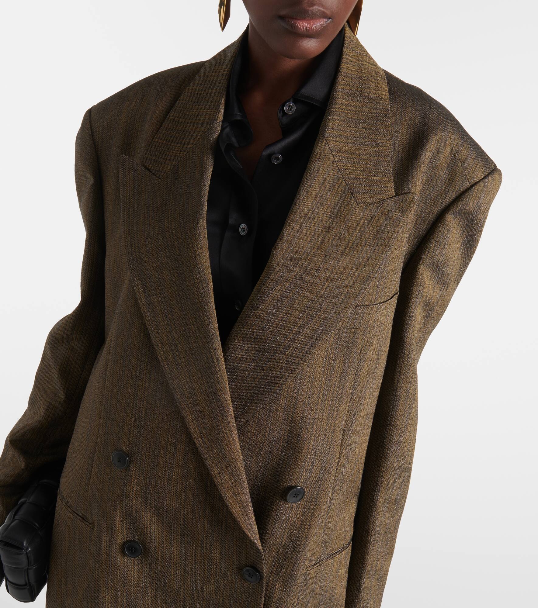 Double-breasted cotton-blend blazer - 6