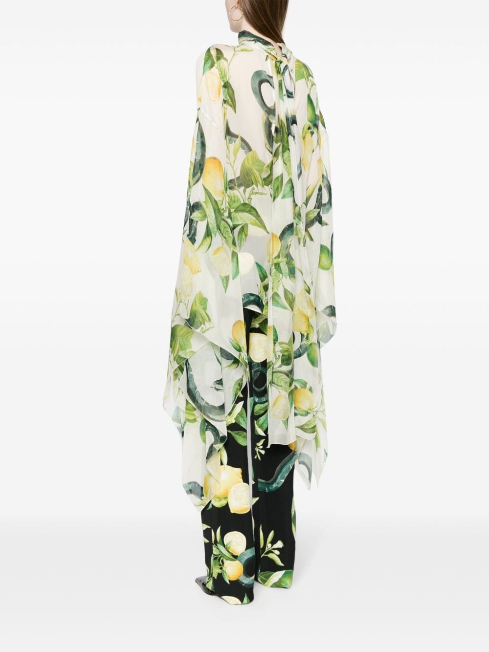 Lemon-print elongated-sleeve blouse - 4