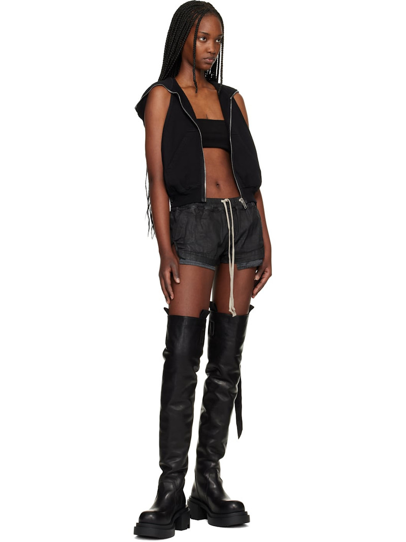 Rick Owens DRKSHDW Black Temple Fox Boxer Denim Shorts outlook