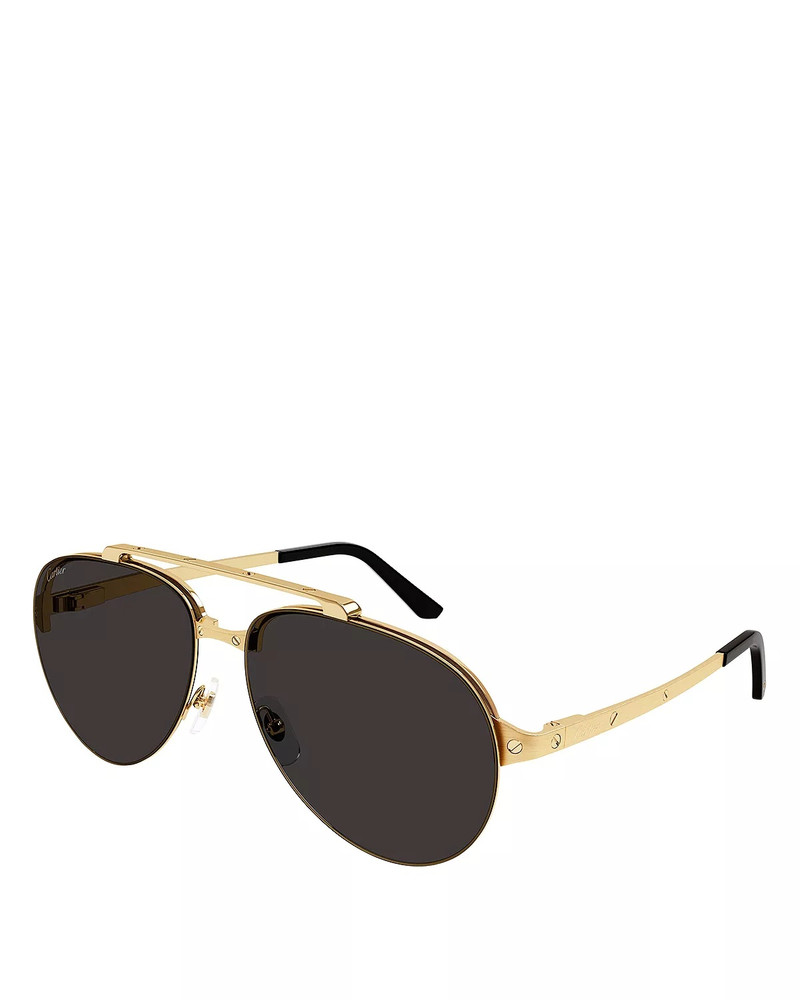 Santos Evolution 24K Gold Plated Pilot Sunglasses, 61mm 1