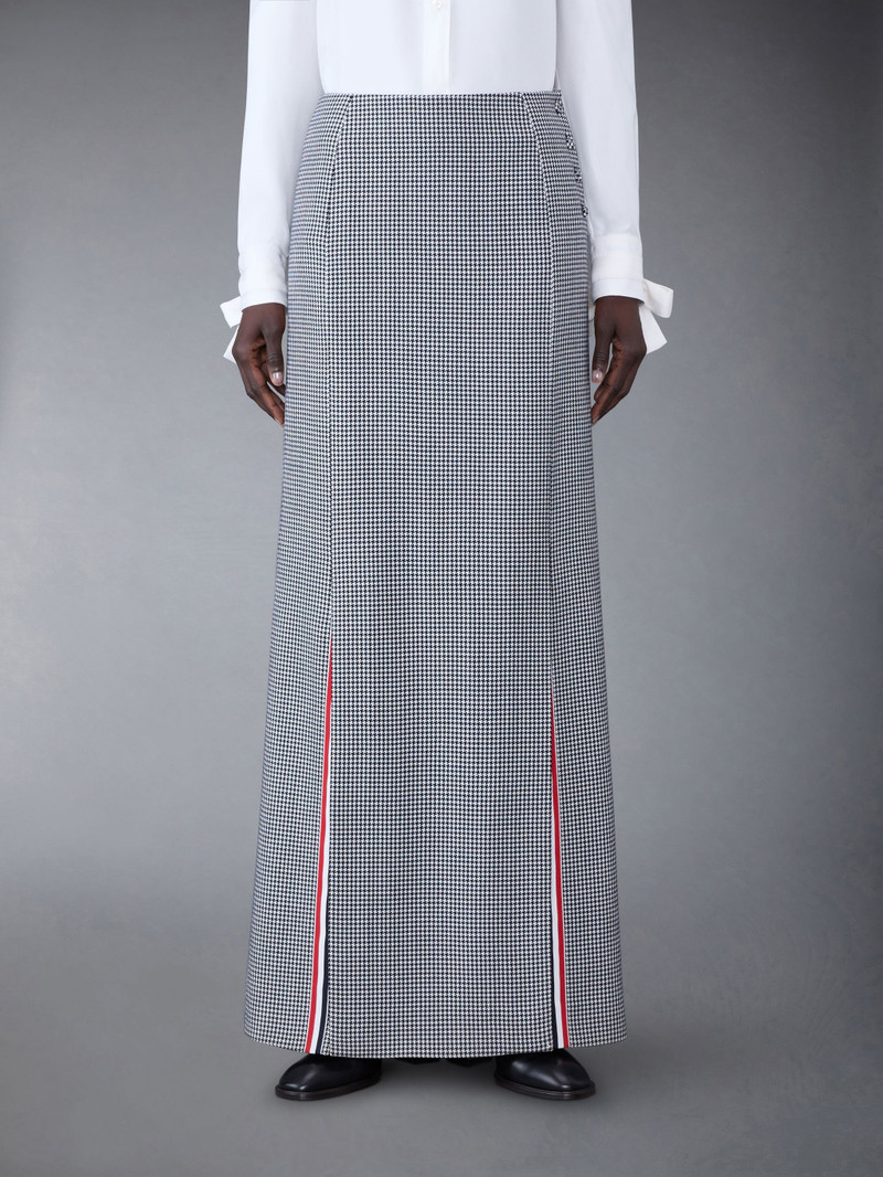 Houndstooth Heavy Wool Suiting Floor Length 4-Vent Skirt 1
