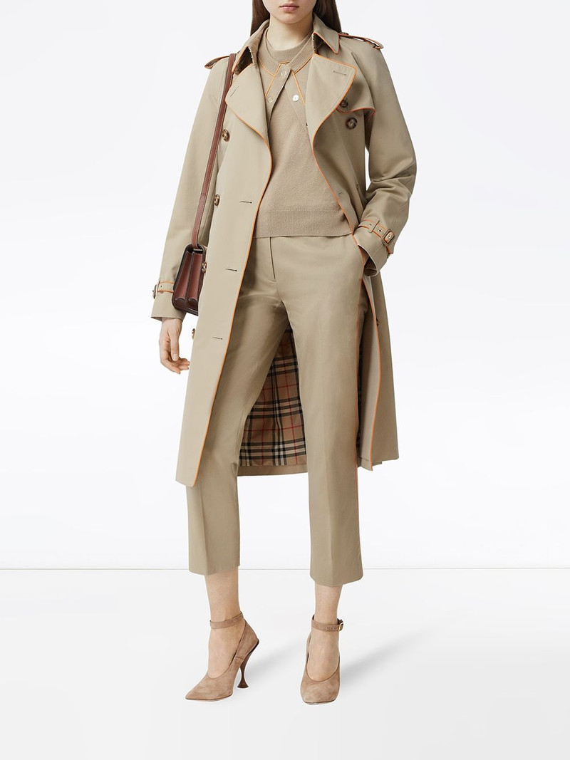 Burberry contrasting trim cropped trousers outlook