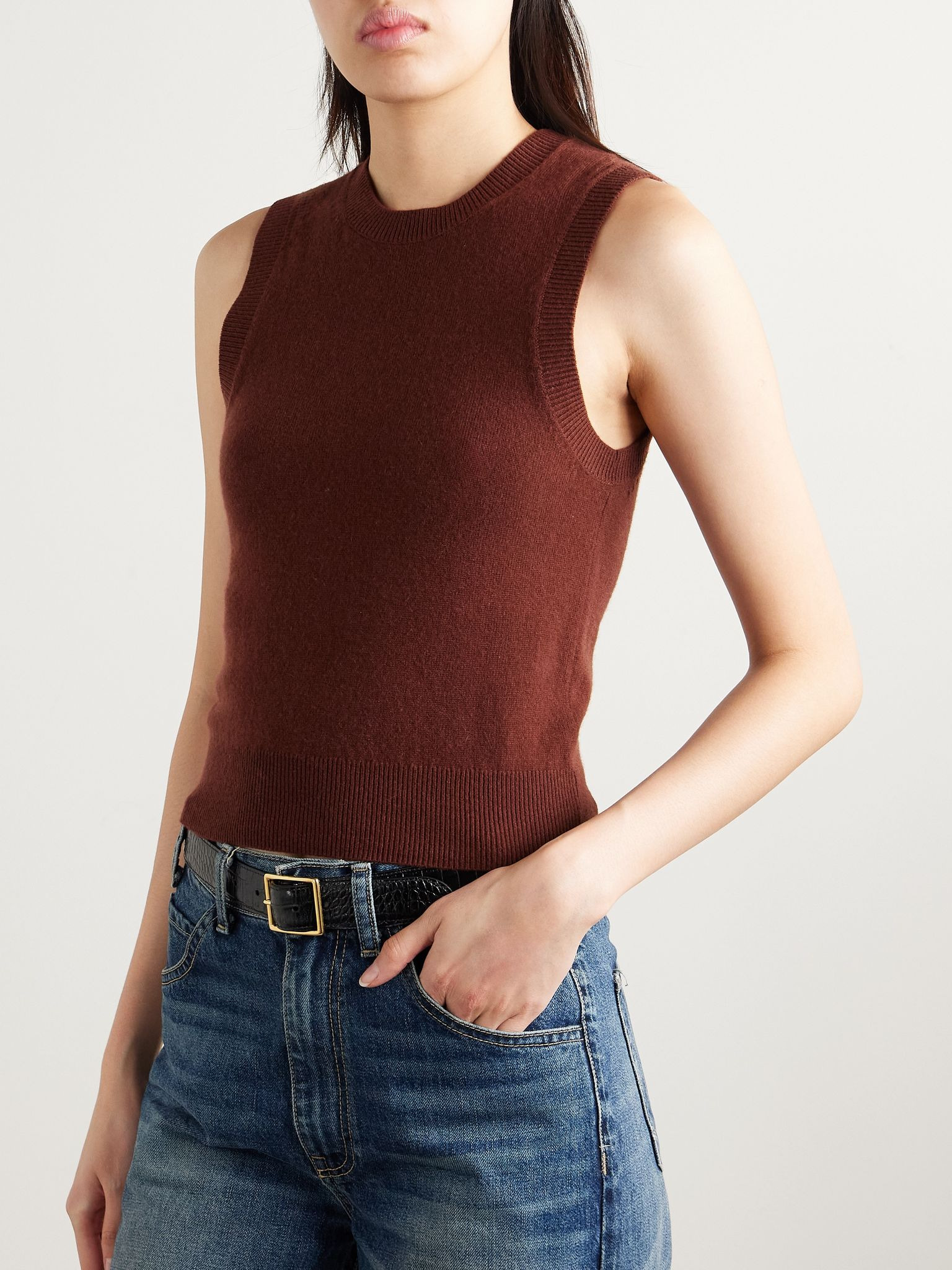 May cropped cashmere tank Burgundy - 3