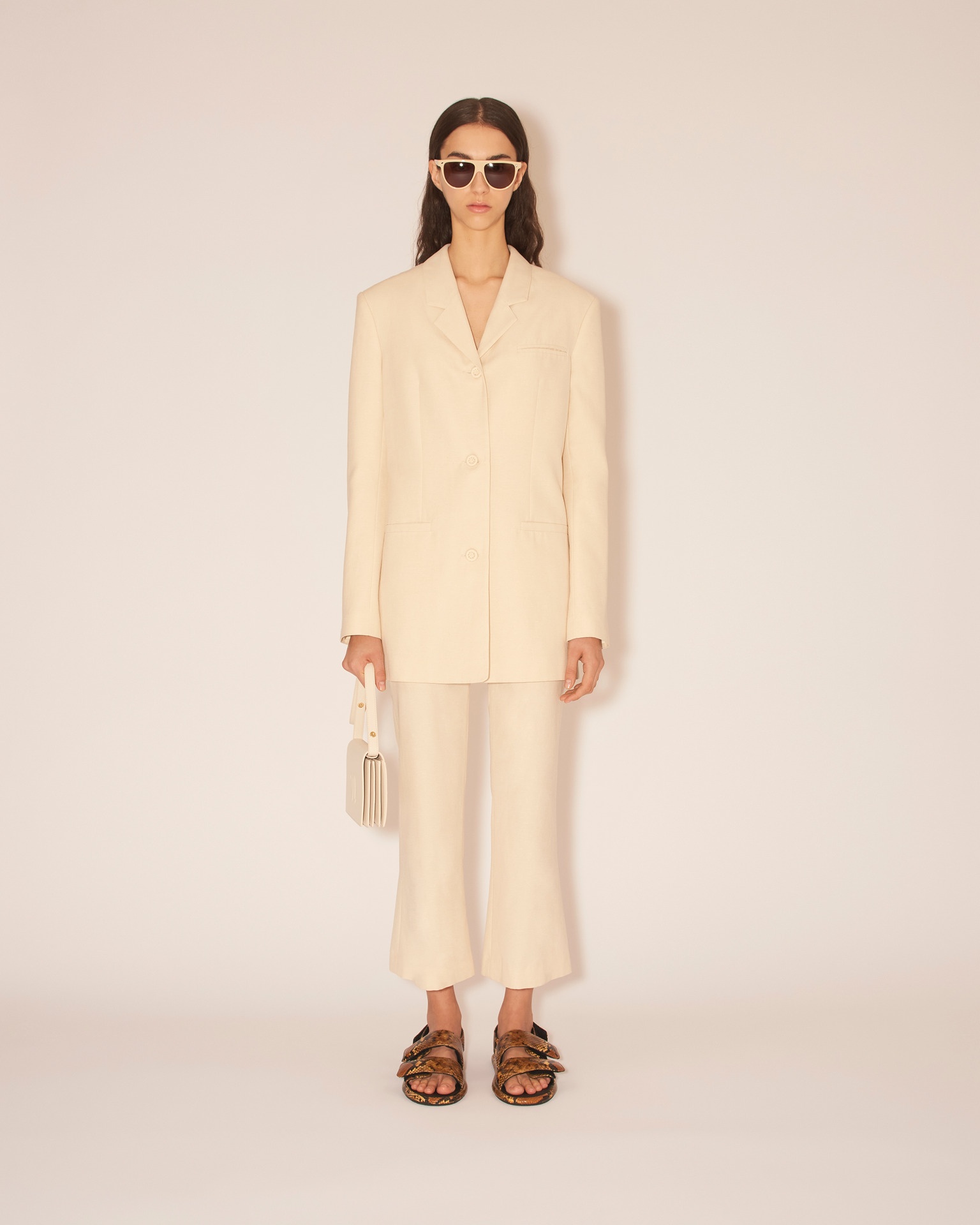 MERSEY - Boxy fit blazer - Slub shirting creme - 3