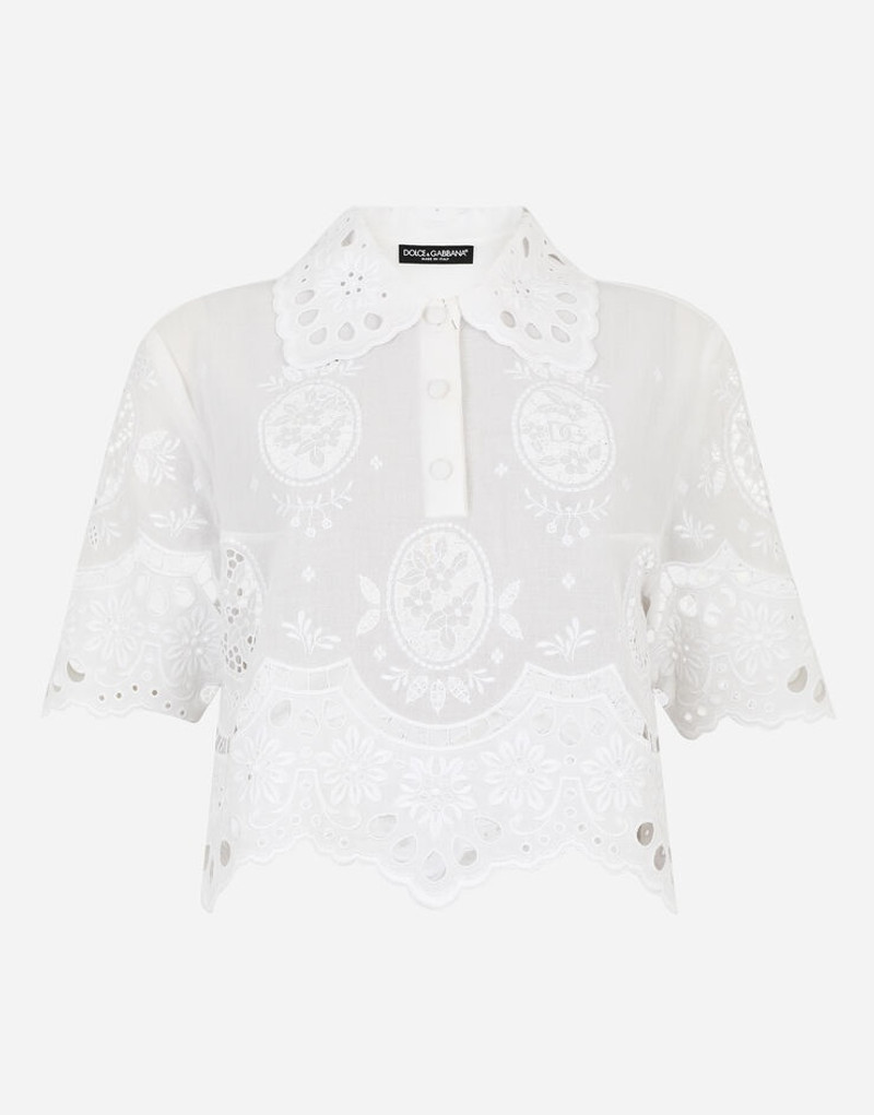 Gauze polo-shirt with embroidery 1