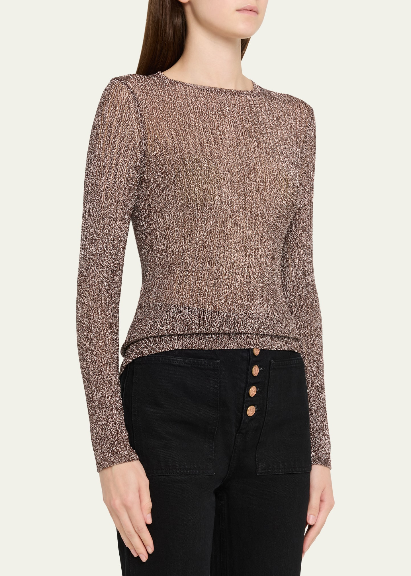 Vianca Sparkly Long-Sleeve Tee - 4