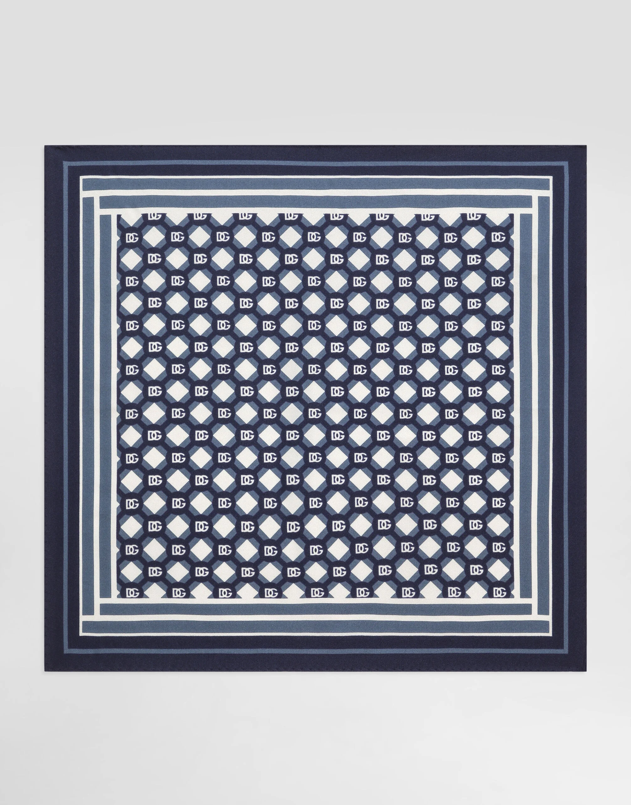 Silk pocket square with micro-design and logo - 1