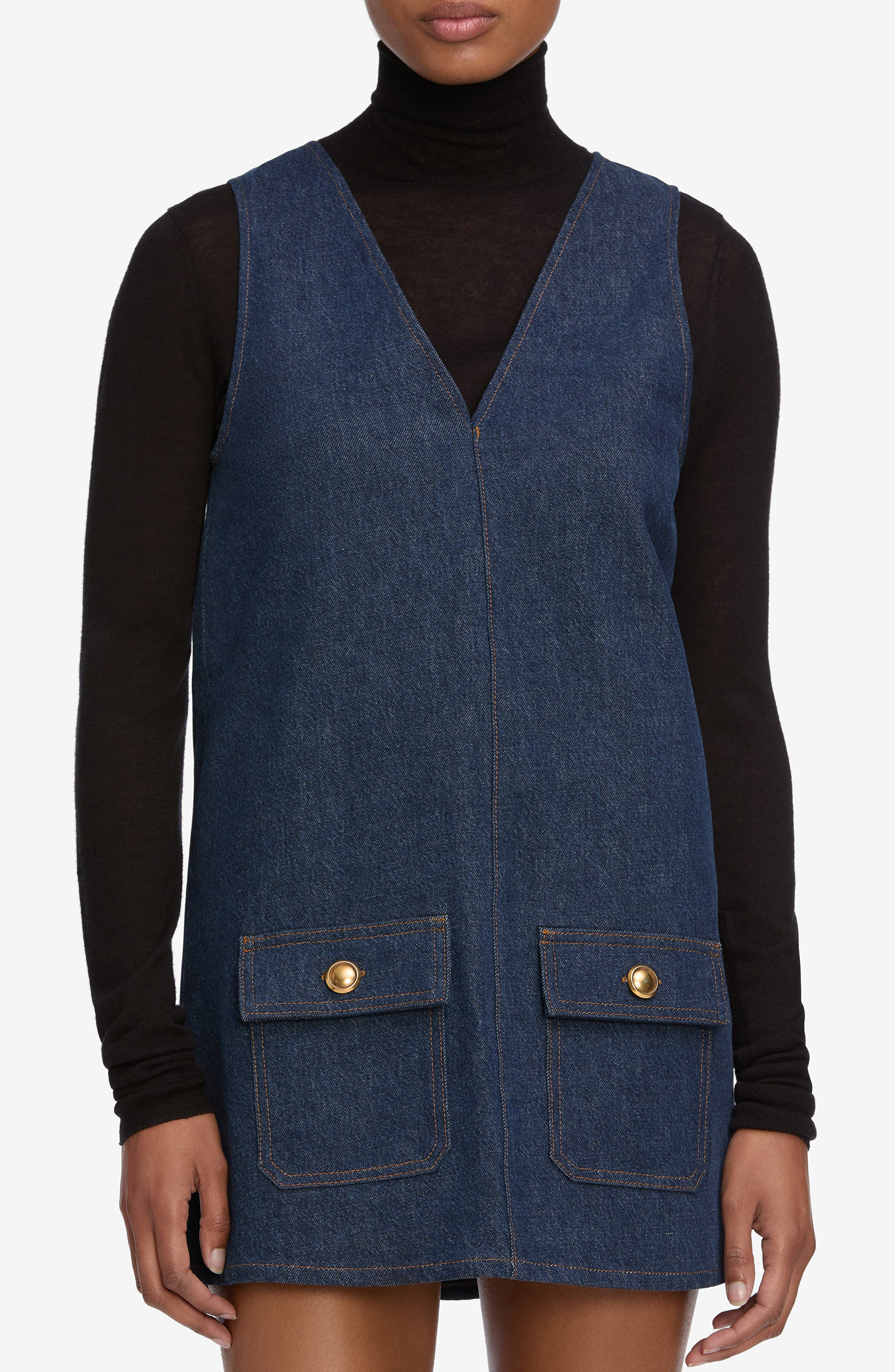 FRAME The Pinafore Denim Minidress in Alchemy at Nordstrom - 4