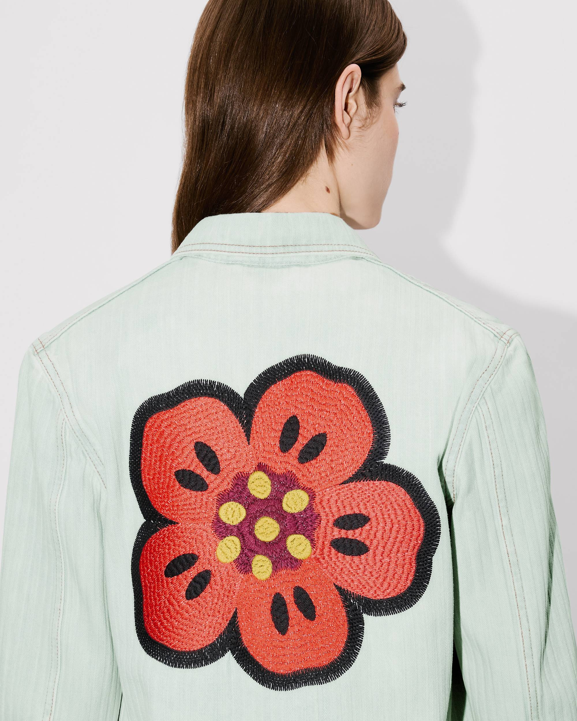 'Boke Flower' embroidered workwear jacket in japanese denim - 7