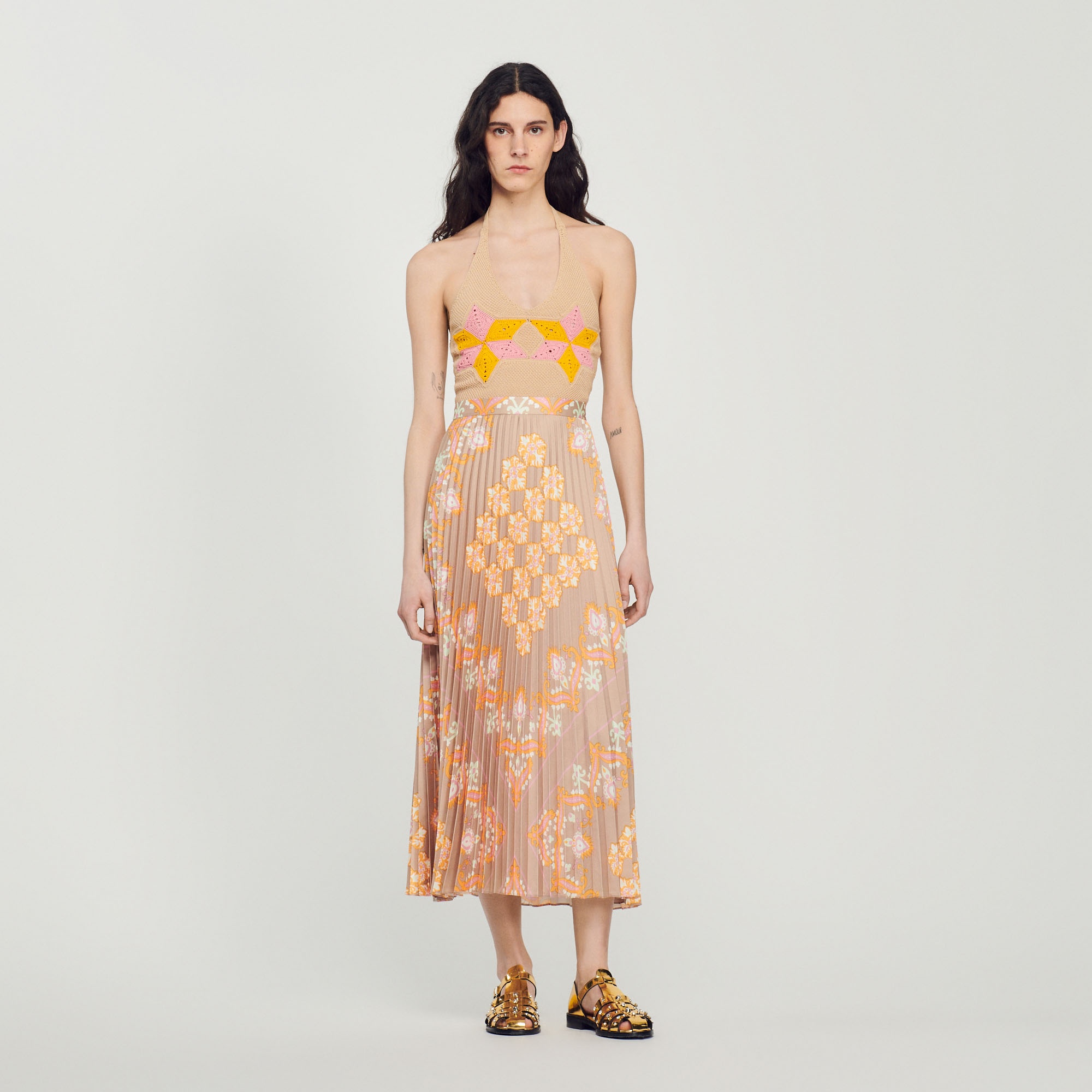Long printed skirt with pleats - 3