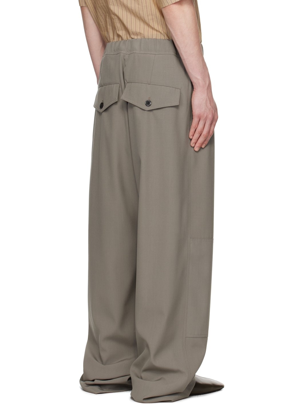 Gray Wide-Leg Trousers - 3