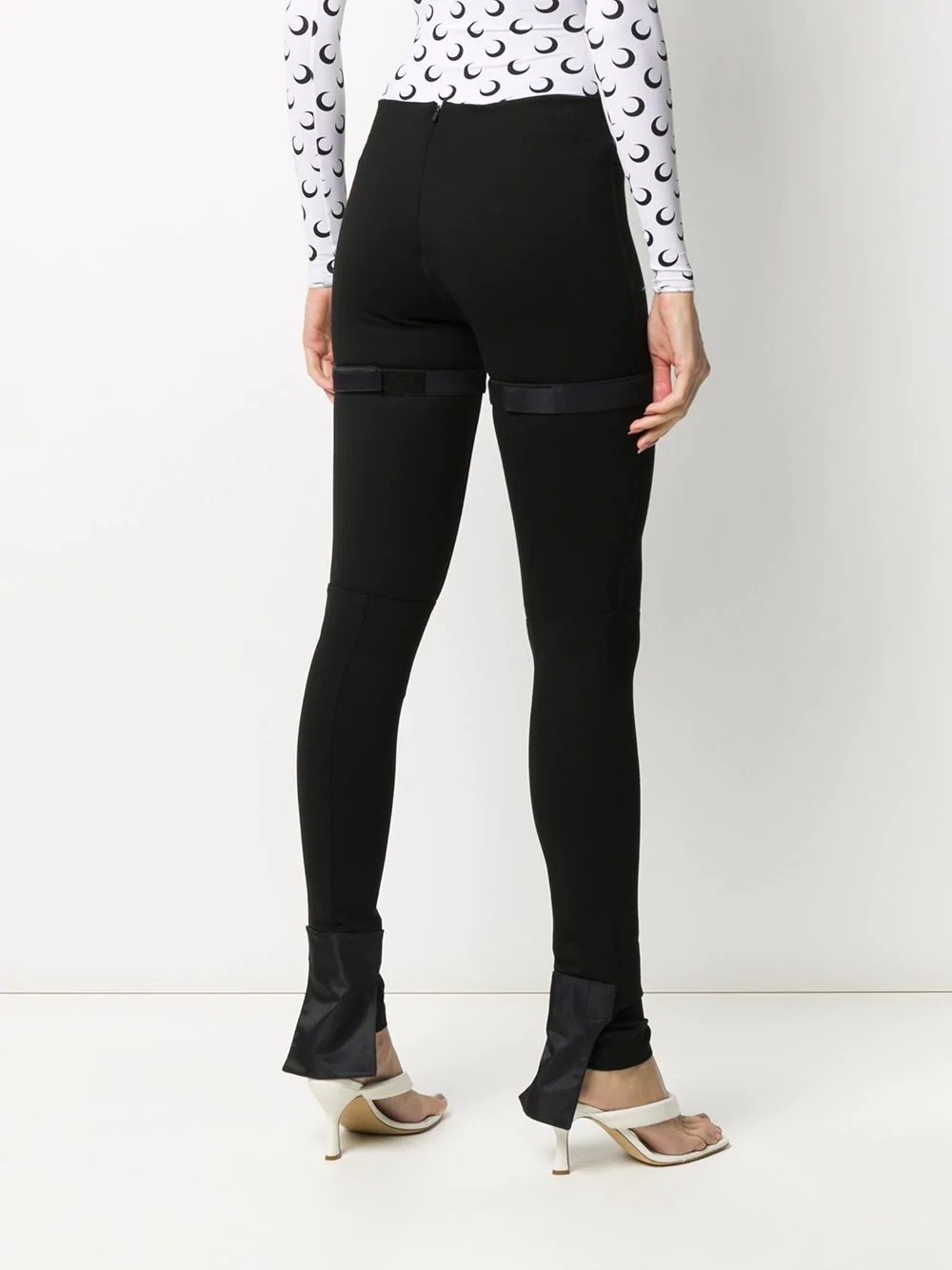 buckle detail asymmetric cuff leggings - 4