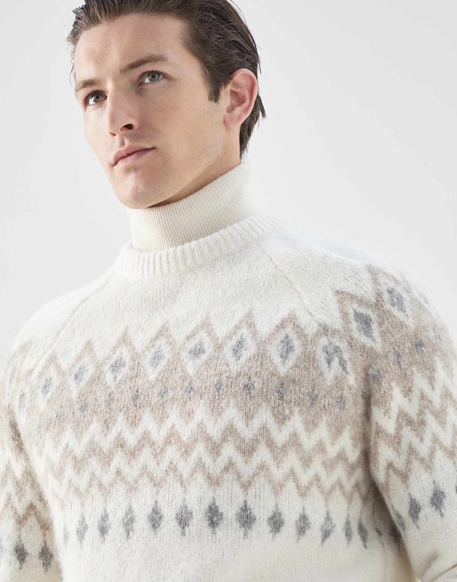 Flecked Icelandic Jacquard sweater in alpaca, cotton and wool - 3