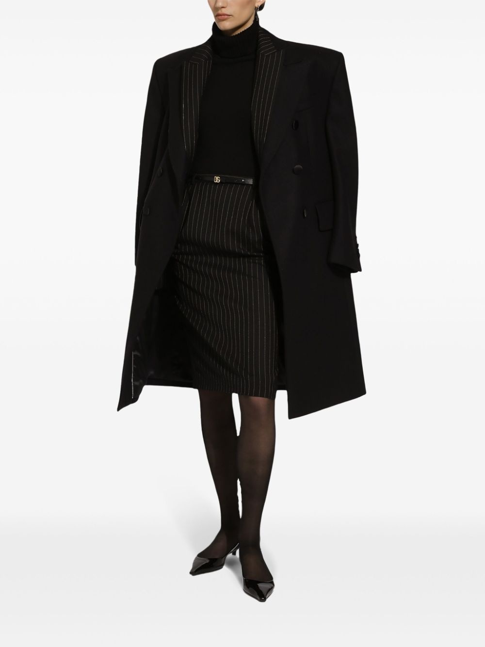 pinstripe-pattern wool skirt - 2