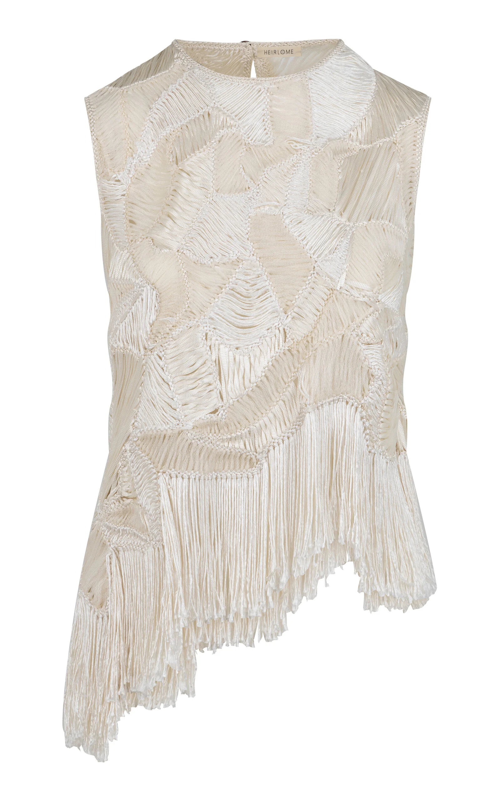 Maureen Fringed Silk Top ivory - 1