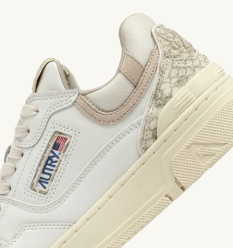 CLC LOW SNEAKERS IN WHITE LEATHER WITH SNAKE DIAMOND PRINT 6