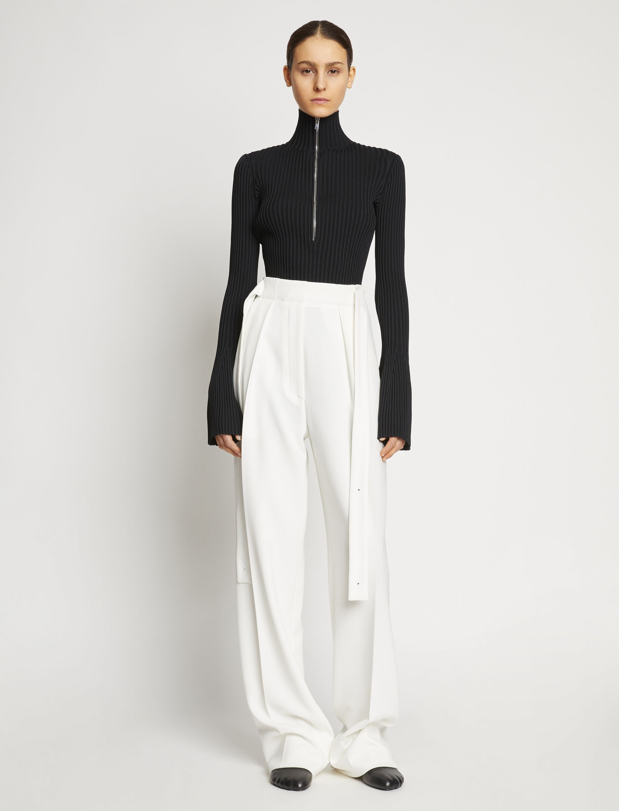 Viscose Rib Zip Sweater - 3