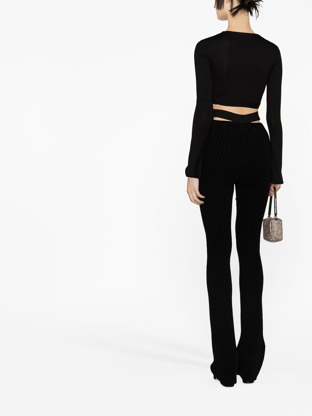 high-waisted knitted trousers - 4
