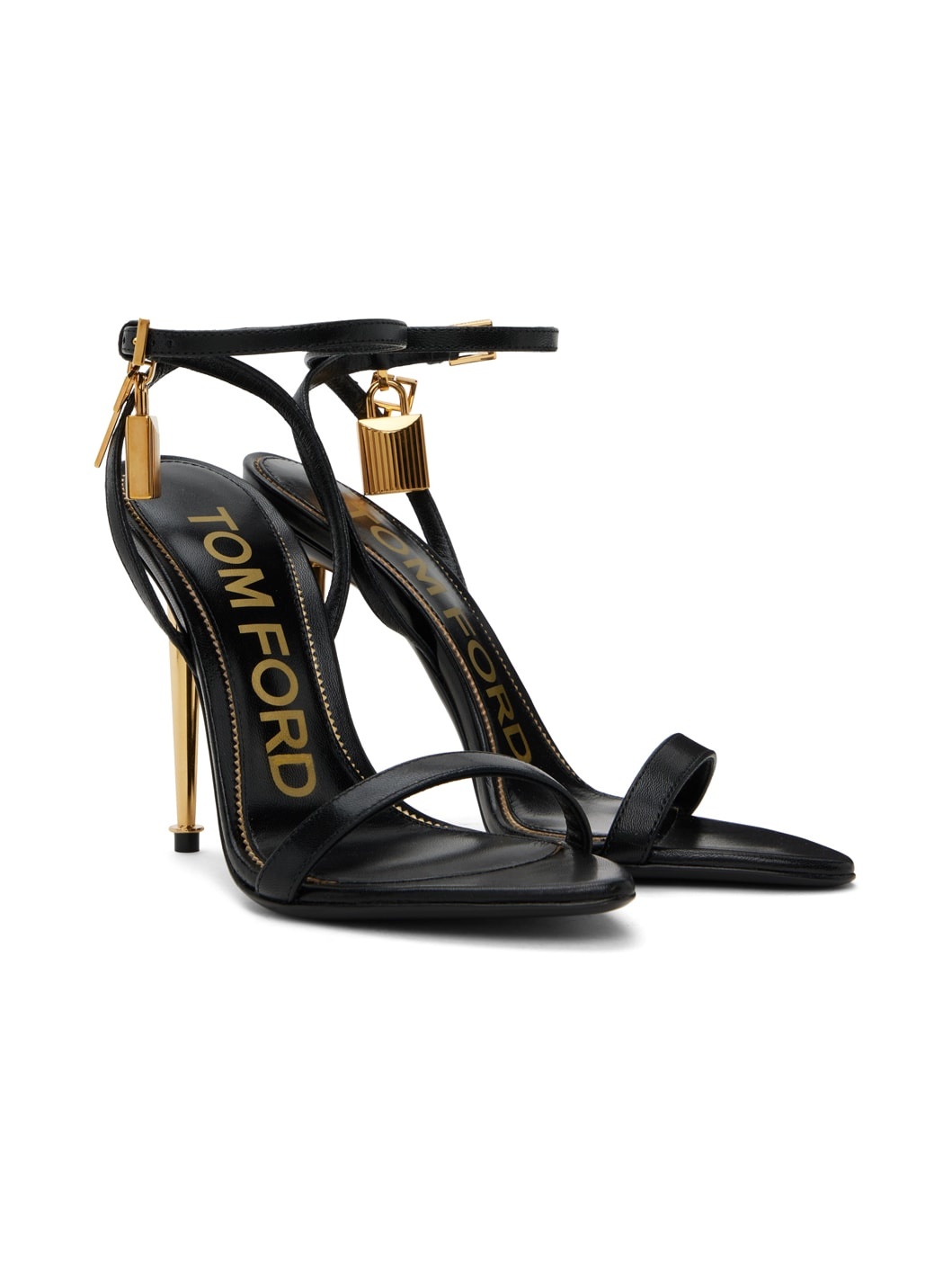 Black Padlock Heeled Sandals - 4