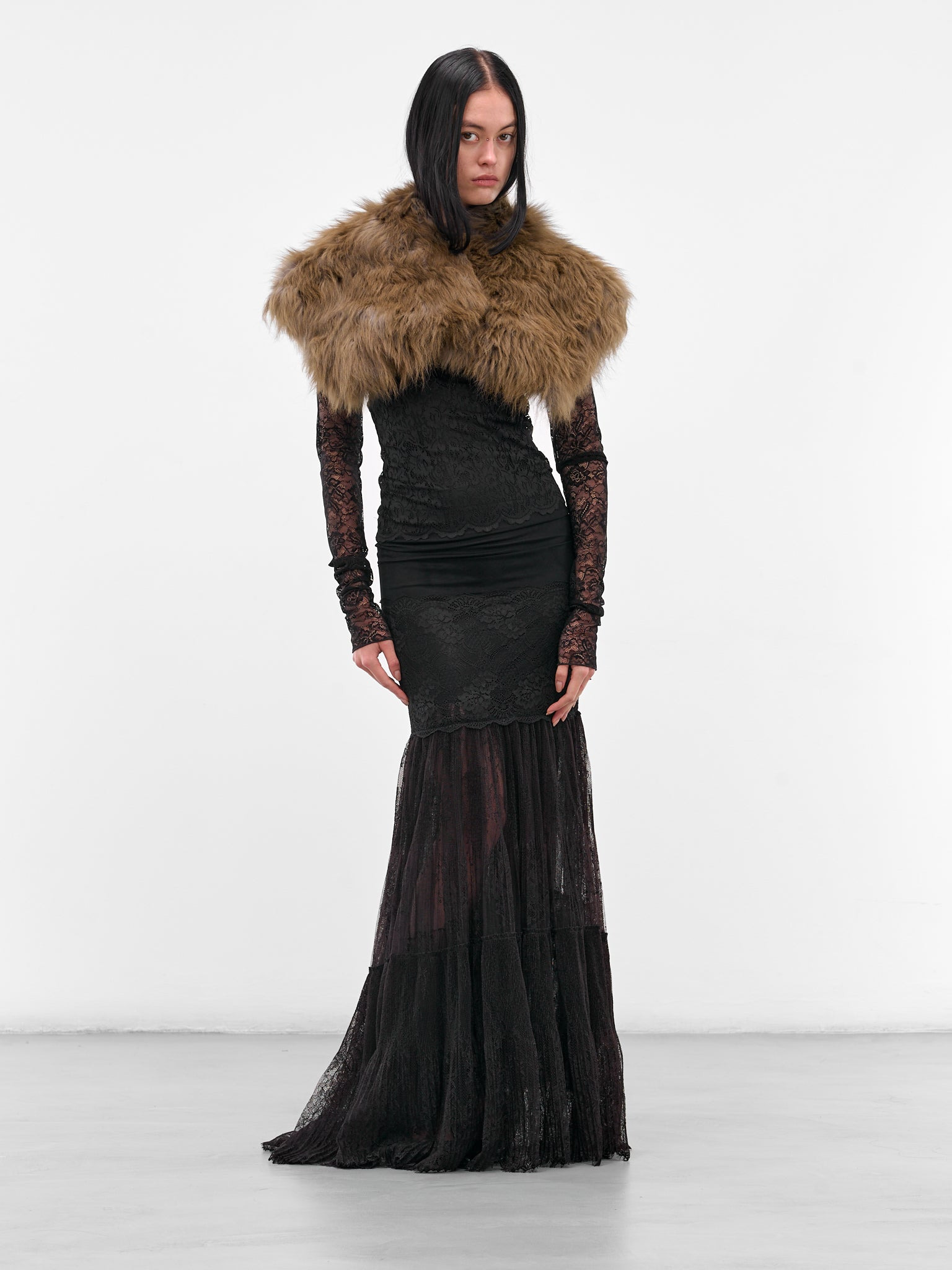 Brown Lamb Fur Stole - 6